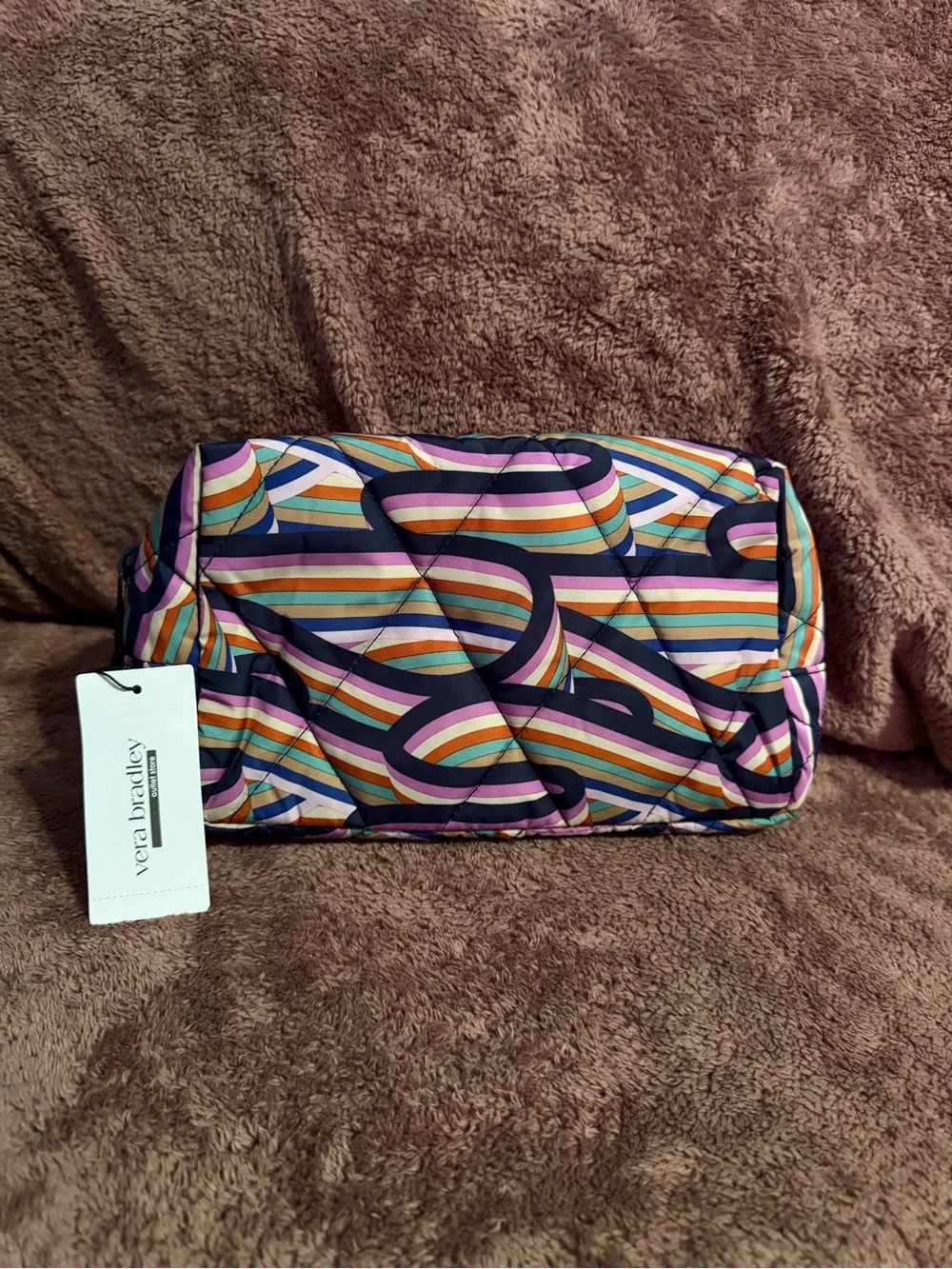 Vera Bradley Purple Multi-Stripe Quilted Cosmetic Pouch